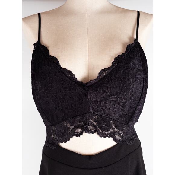 NWT Black Lace Dress Spaghetti Straps XL Fit & Flare Whimsigoth Y2K Sexy Gothic - Picture 2 of 7